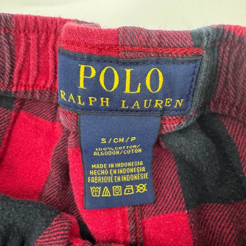 Polo Ralph Lauren Mens Pajama Pants Red Black Buffalo Plaid Size‎ S Cotton